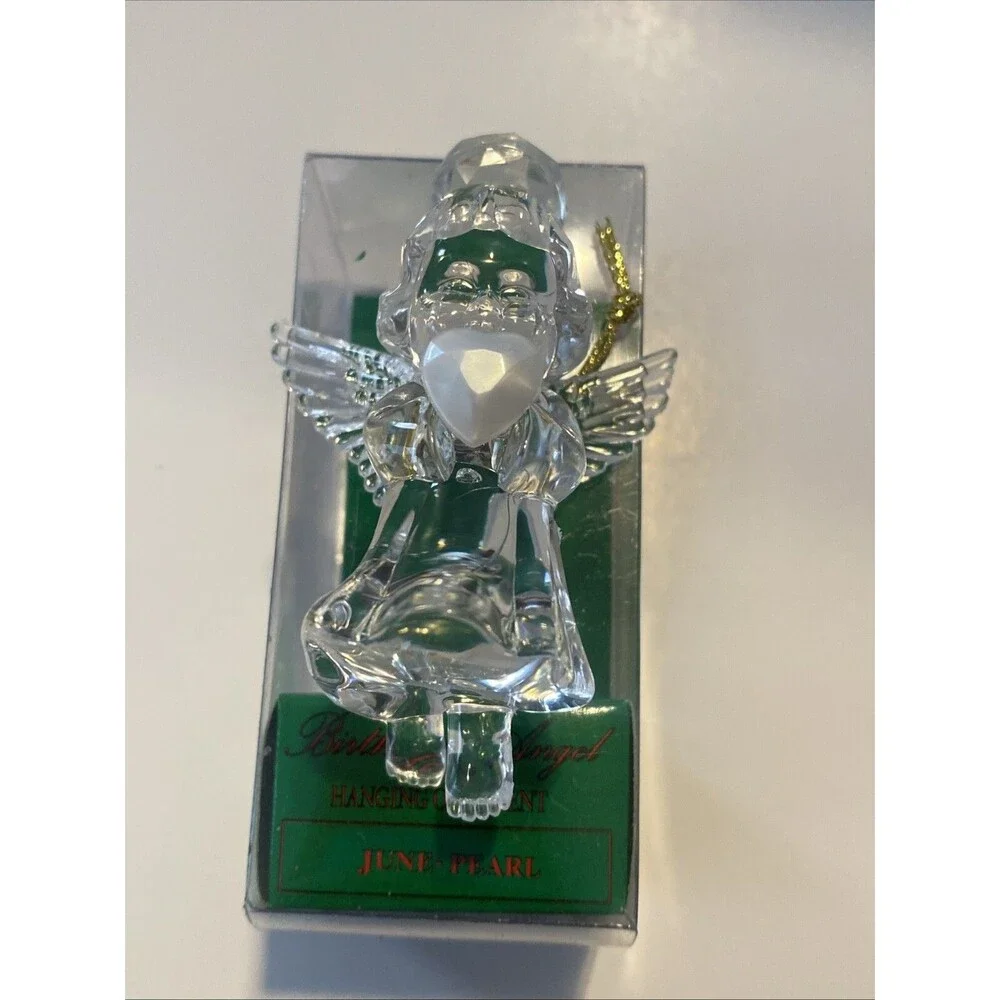 Acrylic Clear Birthstone Angel Hanging Ornament Christmas JUNE PEARL Holiday